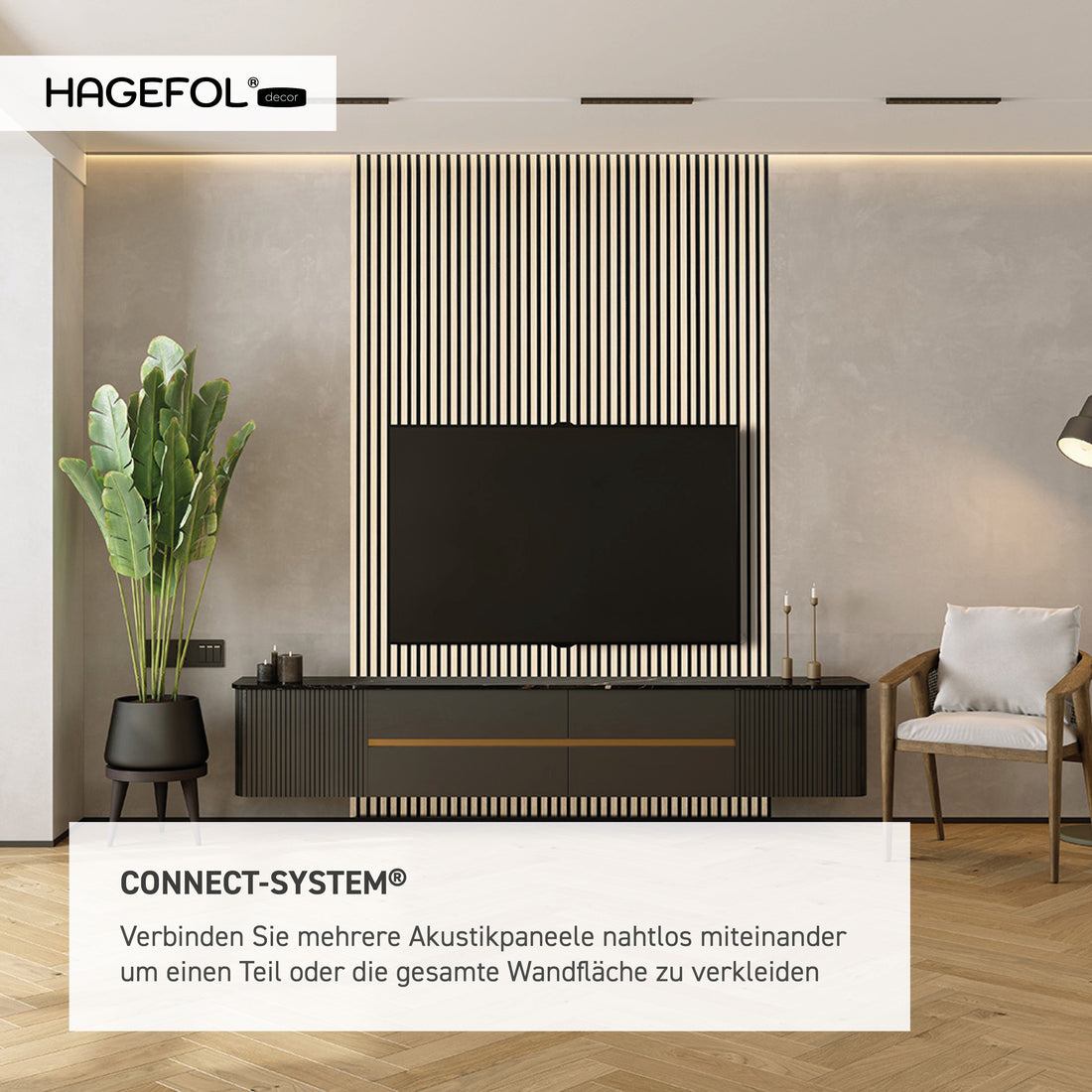 HAGEFOL® Akustikpaneele Lite, Selbstklebend, 240x56 cm, Eiche