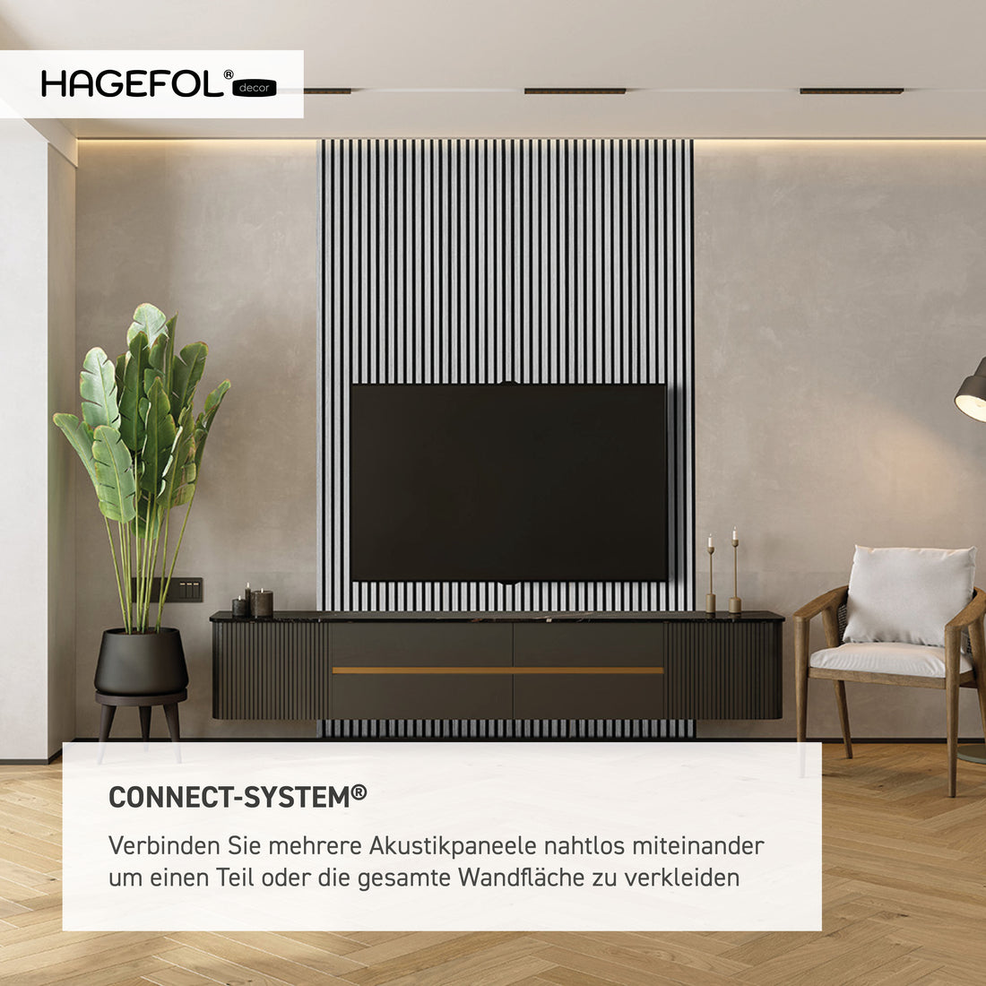 HAGEFOL® Akustikpaneele Lite, Selbstklebend, 240x56 cm, Grau