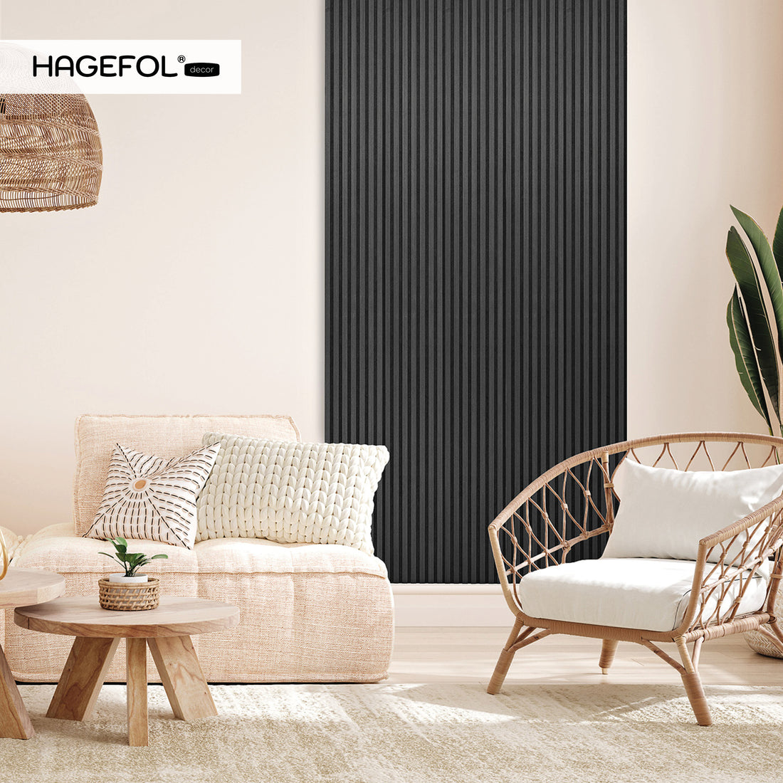 HAGEFOL® Akustikpaneele Lite, Selbstklebend, 240x56 cm, Schwarz