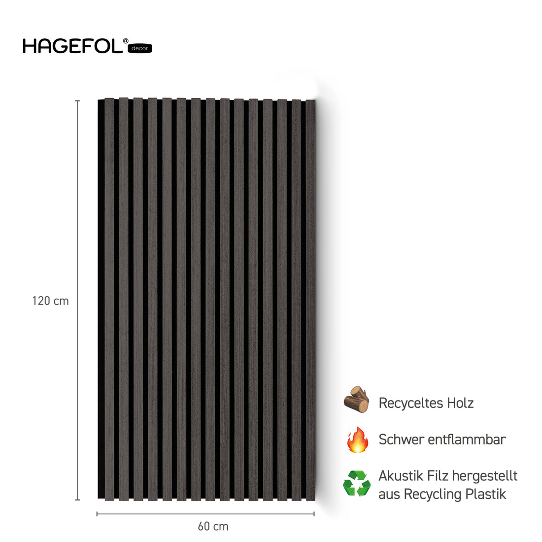 HAGEFOL® Akustikpaneele, 120x60 cm, Schwarz, 2 Stück
