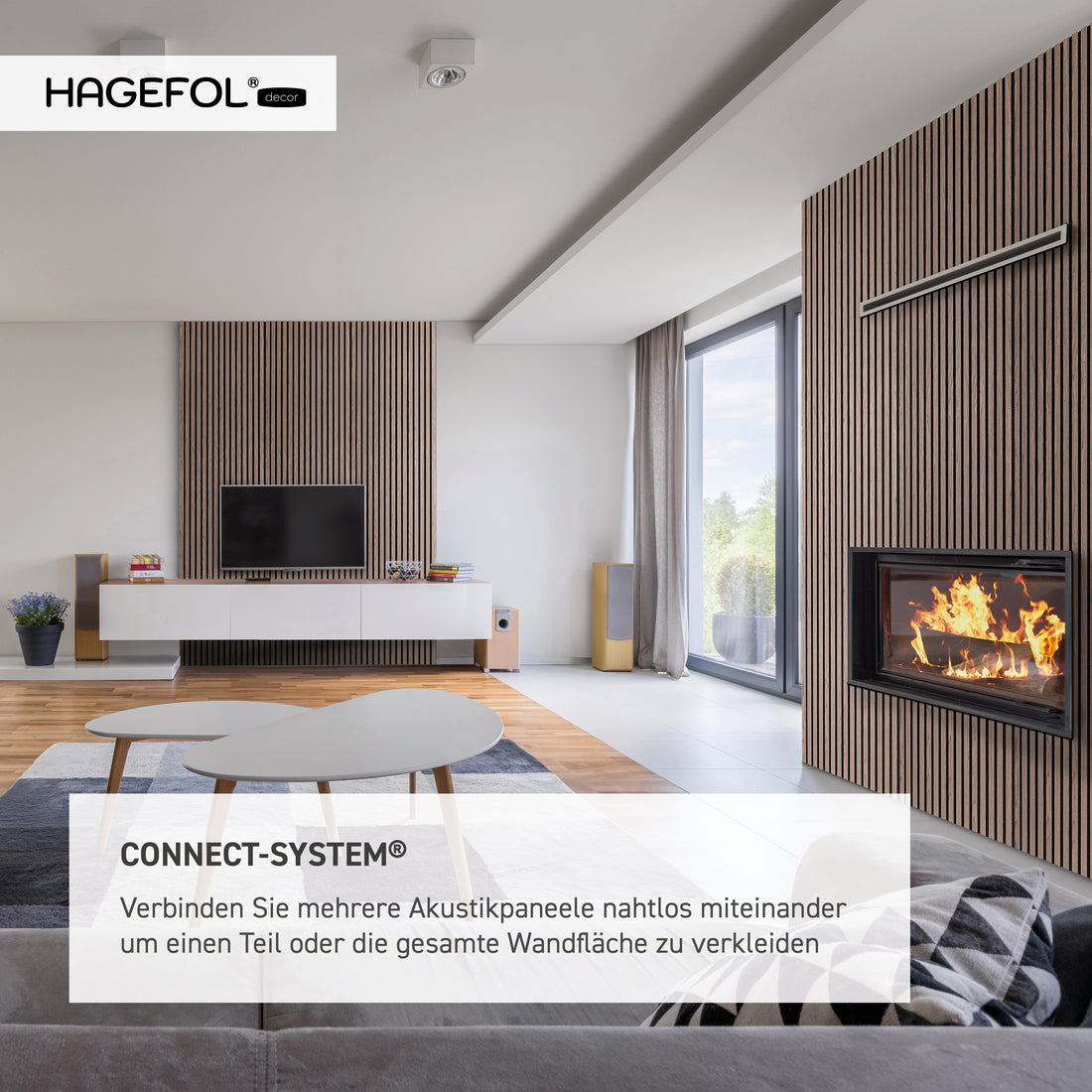 HAGEFOL® Akustikpaneele, 120x60 cm, Walnuss, 2 Stück
