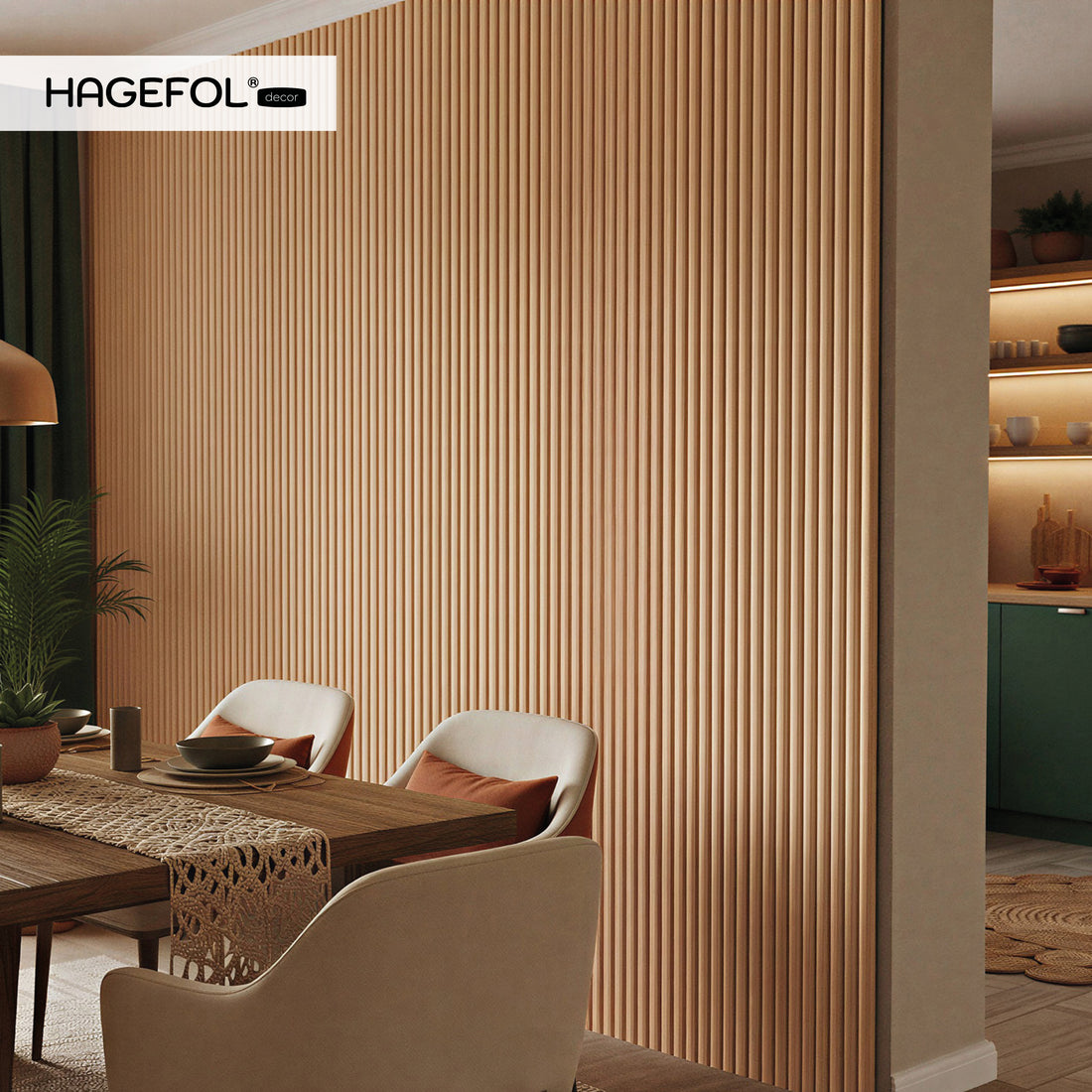 HAGEFOL® Akustikpaneele CurvedLine, 240x60 cm, Eiche