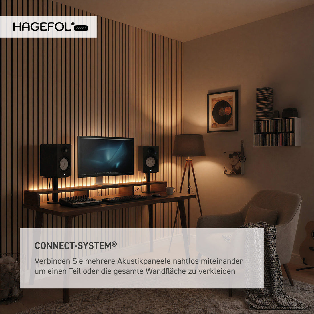 HAGEFOL® Akustikpaneele EasyFix, Selbstklebend, 240x56 cm, Eiche