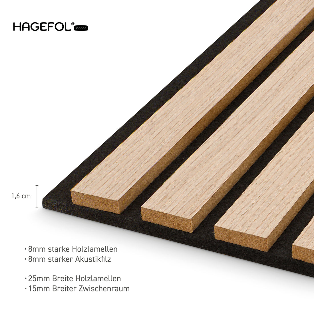 HAGEFOL® Akustikpaneele EasyFix, Selbstklebend, 240x56 cm, Eiche
