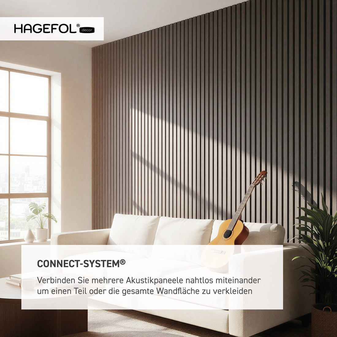 HAGEFOL® Akustikpaneele EasyFix, Selbstklebend, 240x56 cm, Grau