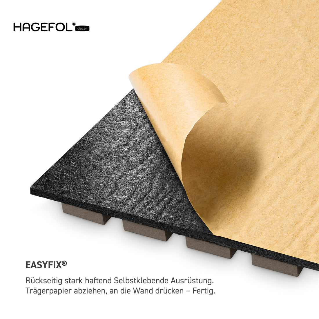 HAGEFOL® Akustikpaneele EasyFix, Selbstklebend, 240x56 cm, Grau