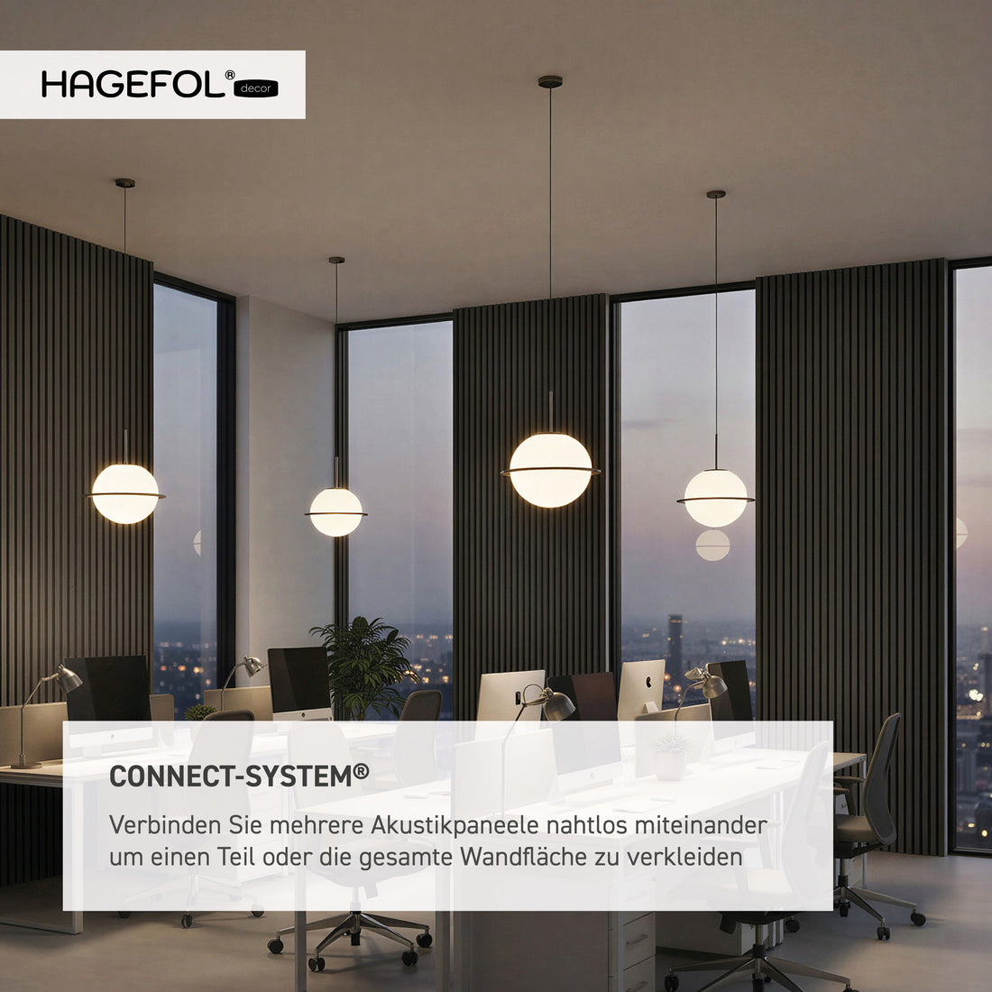 HAGEFOL® Akustikpaneele EasyFix, Selbstklebend, 240x56 cm, Schwarz