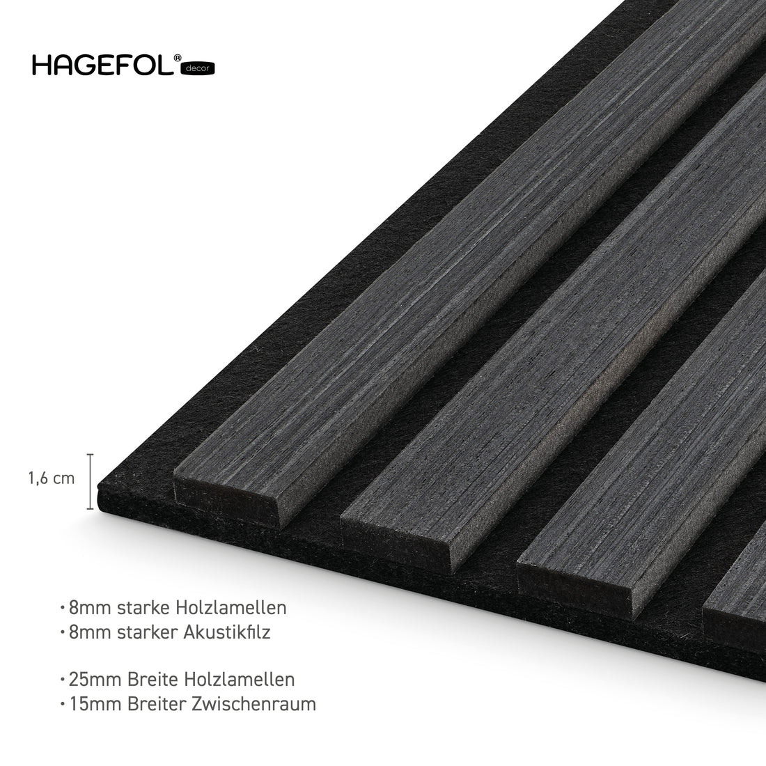 HAGEFOL® Akustikpaneele EasyFix, Selbstklebend, 240x56 cm, Schwarz