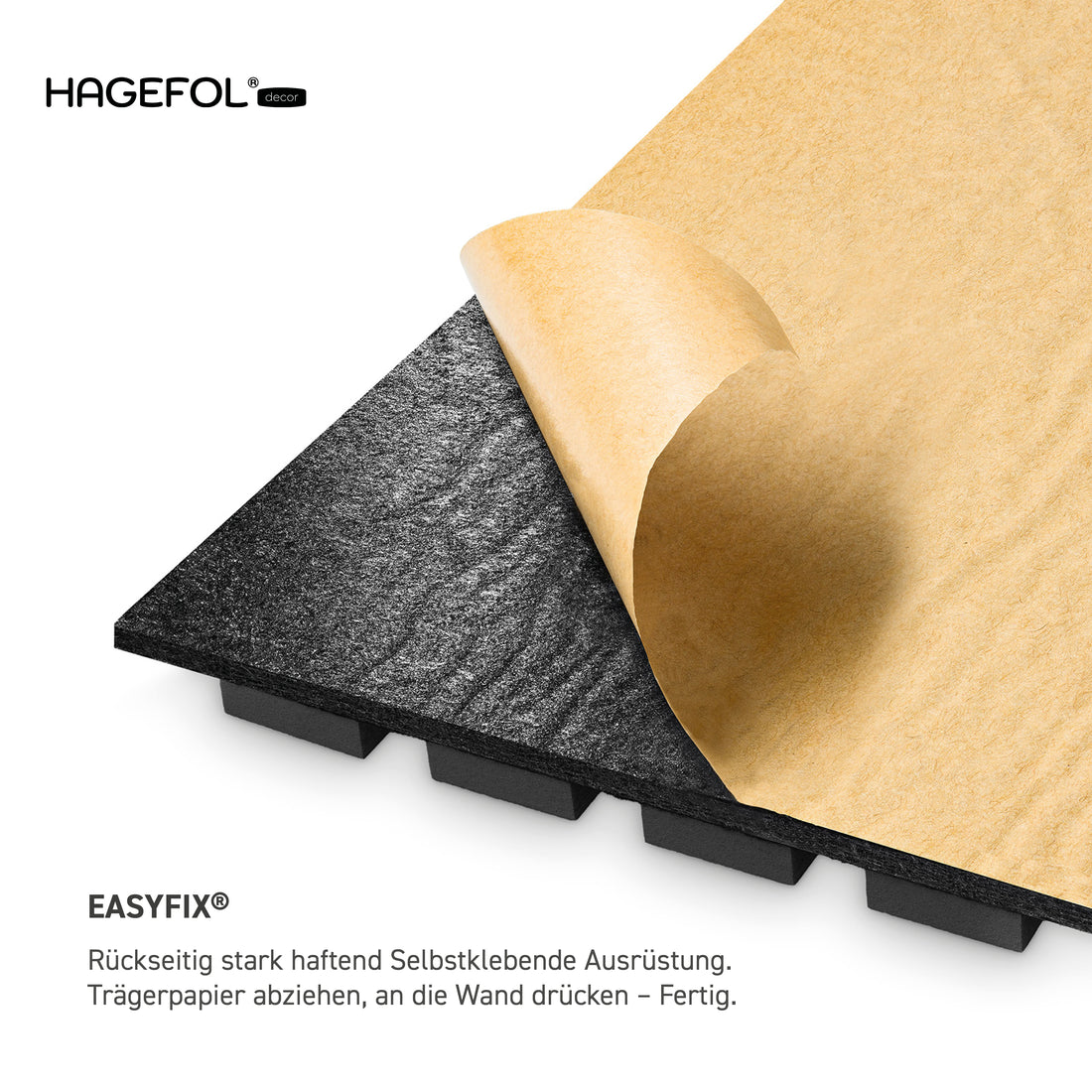HAGEFOL® Akustikpaneele EasyFix, Selbstklebend, 240x56 cm, Schwarz