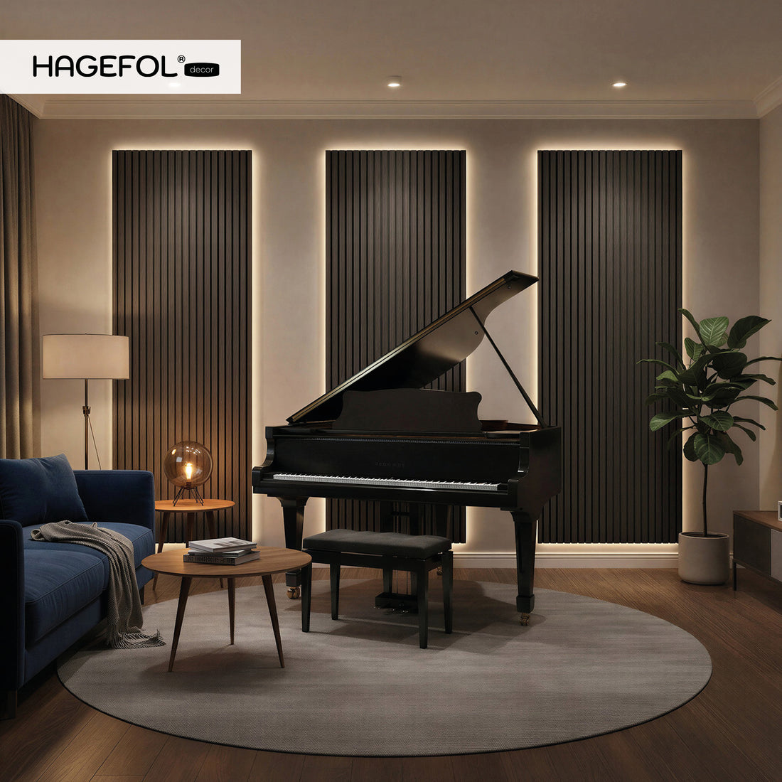 HAGEFOL® Akustikpaneele EasyFix, Selbstklebend, 240x56 cm, Schwarz