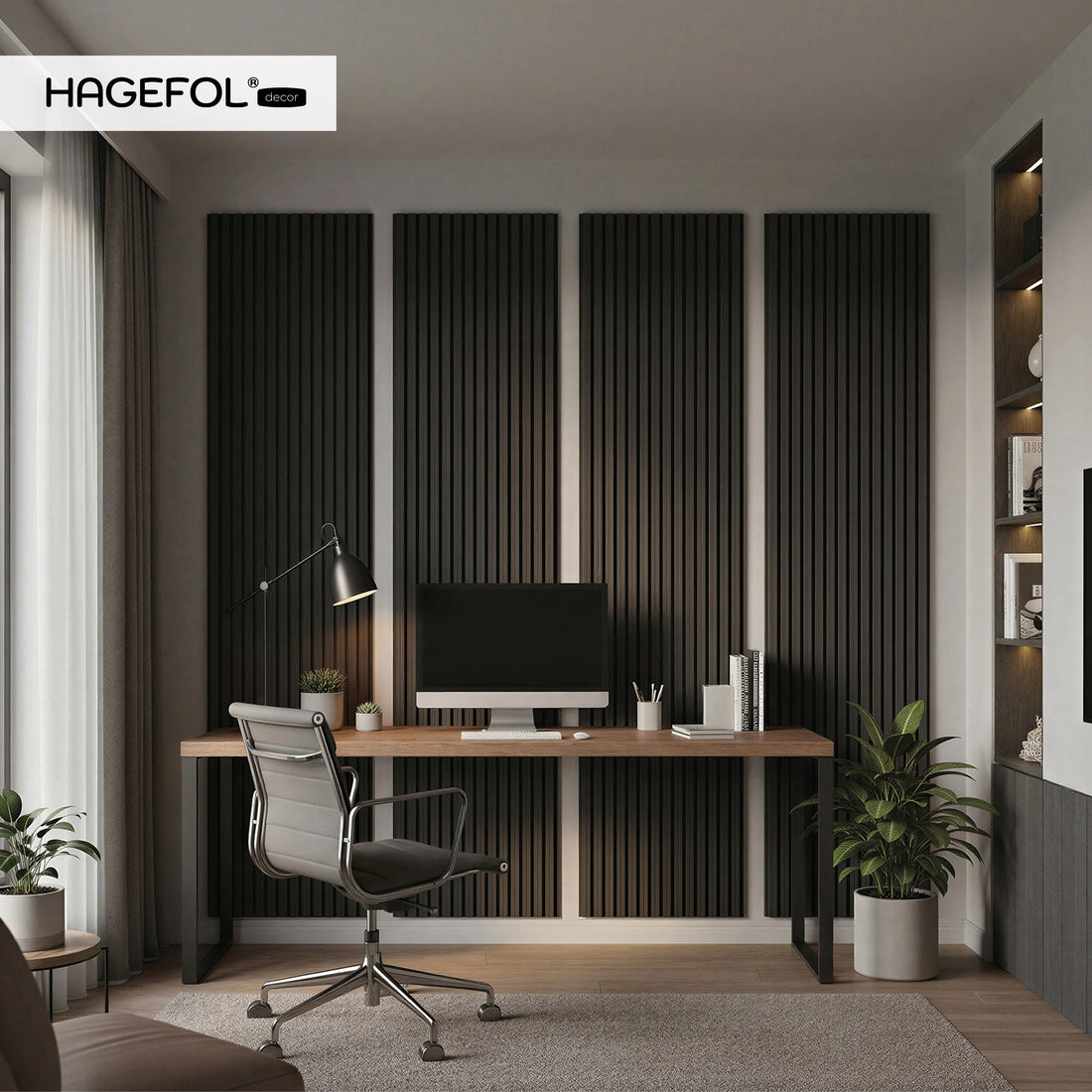HAGEFOL® Akustikpaneele EasyFix, Selbstklebend, 240x56 cm, Schwarz