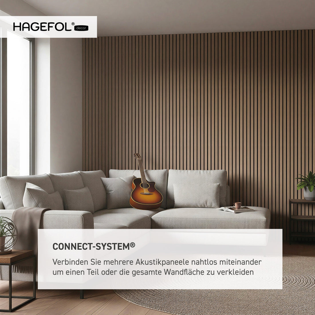 HAGEFOL® Akustikpaneele EasyFix, Selbstklebend, 240x56 cm, Walnuss